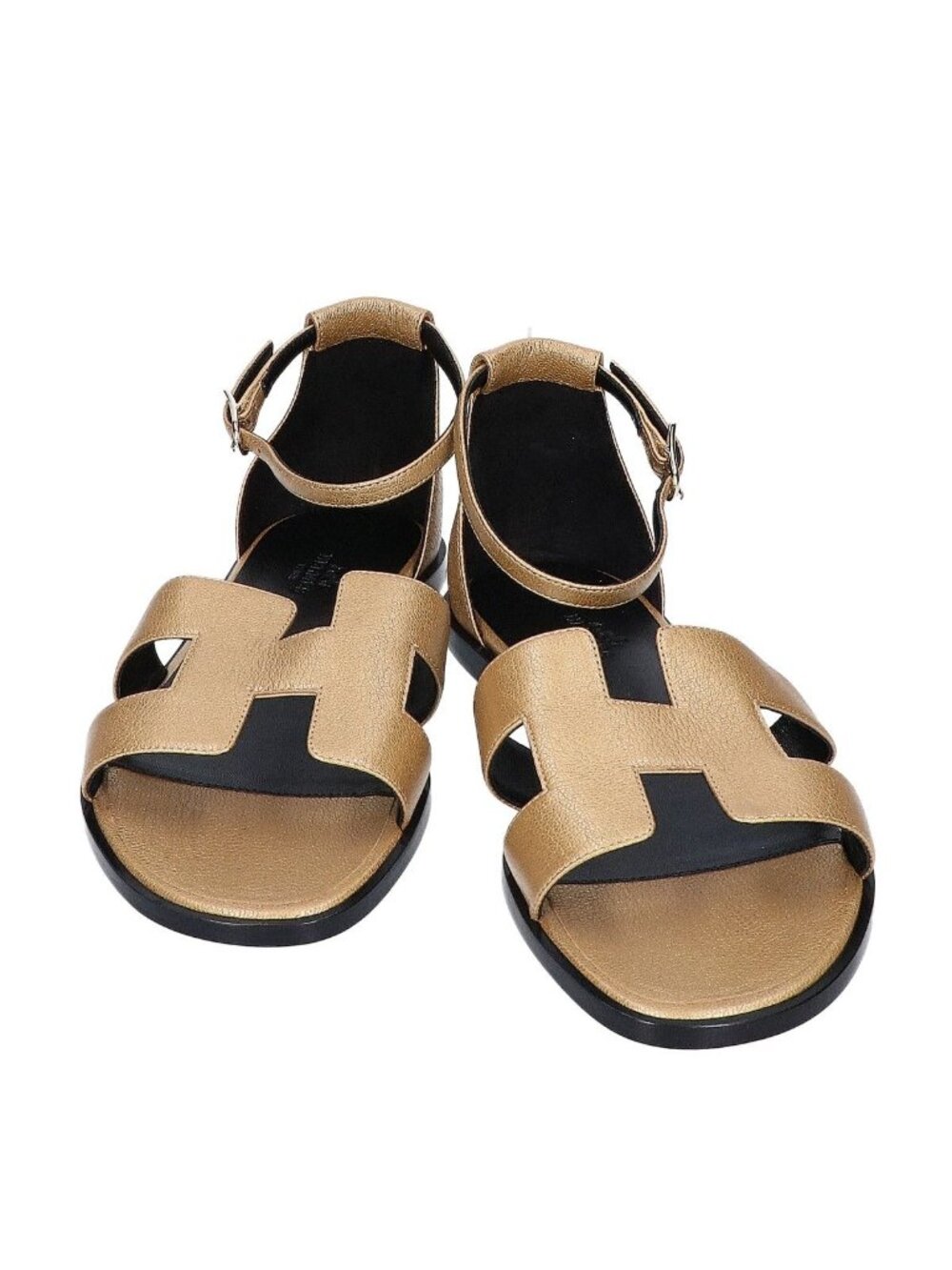 Hermes Gold Santorini Leather Sandals